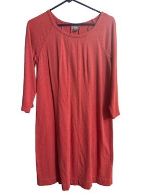 J. Jill Brick Red Long Sleeve Scoop Neck Dress